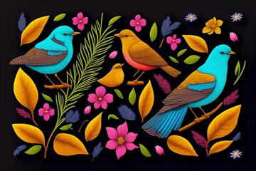 flowers and birds background