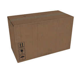 3d rendering of rectangular isometric cardboard box without any content