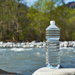 Plastic bottle with clean drinking water.