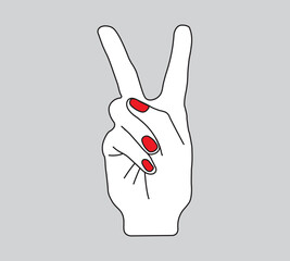 Victory symbol, hand gesture vector
