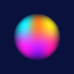 Trendy realistic glass morphism background on dark background. Cover for presentation product. Blur circle with gradient color. Vector illustration