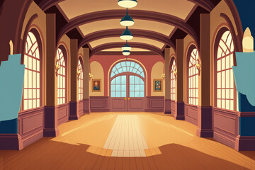 The rail in the dance Studio. Interior of an empty dance hall. Generative AI