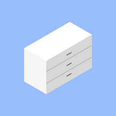 Isometric nightstand for decoration house. 3d home object. Vector illustration concept