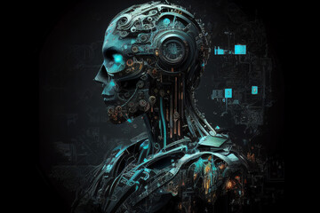 Obraz na płótnie Canvas Robot skeleton of the Ai 