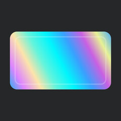 Holographic sticker. Different shape on gradient badget. Vector illustration