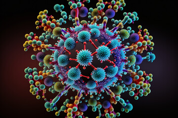 SARS-Cov-2 coronavirus or flu virus strain infectious pathogen seen in laboratory microscope causing the corona disease outbreak covid-19, medical diagnosis