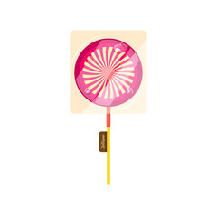 Pink lollipop candy isolated on white background - vector