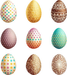Easter eggs set transparent background