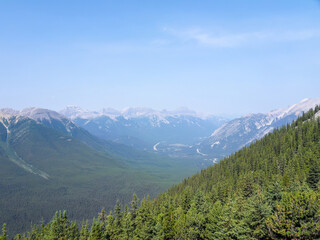 Fototapeta na wymiar Forest and valley view in Banff National park in Canada