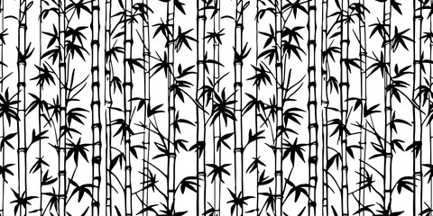 Tropical bamboo seamless pattern silhouette vector - obrazy, fototapety, plakaty