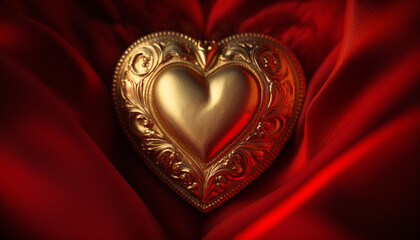Valentines day golden heart shape frame wallpaper
