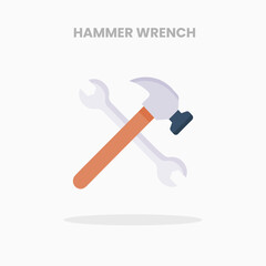 Hammer Wrench icon flat. Vector illustration on white background. Can used for web, app, digital product, presentation, UI and many more.