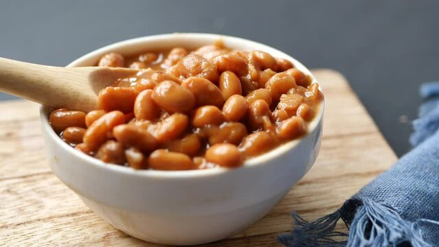 preserved soya beans in a bowl on table 