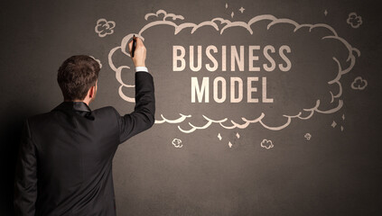 businessman drawing a cloud with inscription