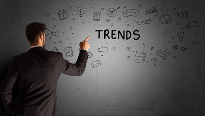 businessman drawing a creative idea sketch