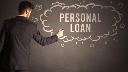 businessman drawing a cloud with inscription