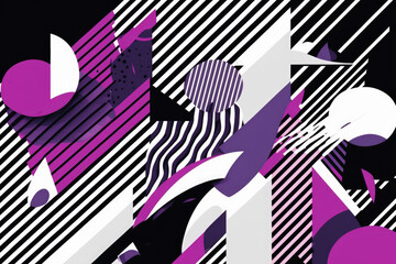 Illustration for a versatile abstract background in Memphis purple and white. Generative AI