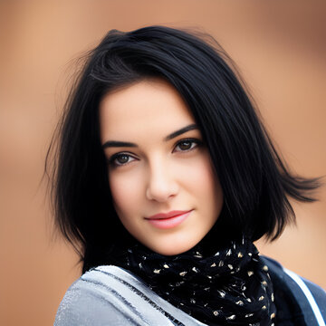 Young Pretty Woman with Shawl