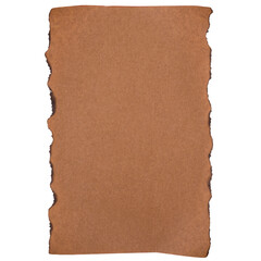 Fototapeta premium Kraft paper isolated on white background. Close up of old vintage antique blank burnt edges kraft paper, copy space