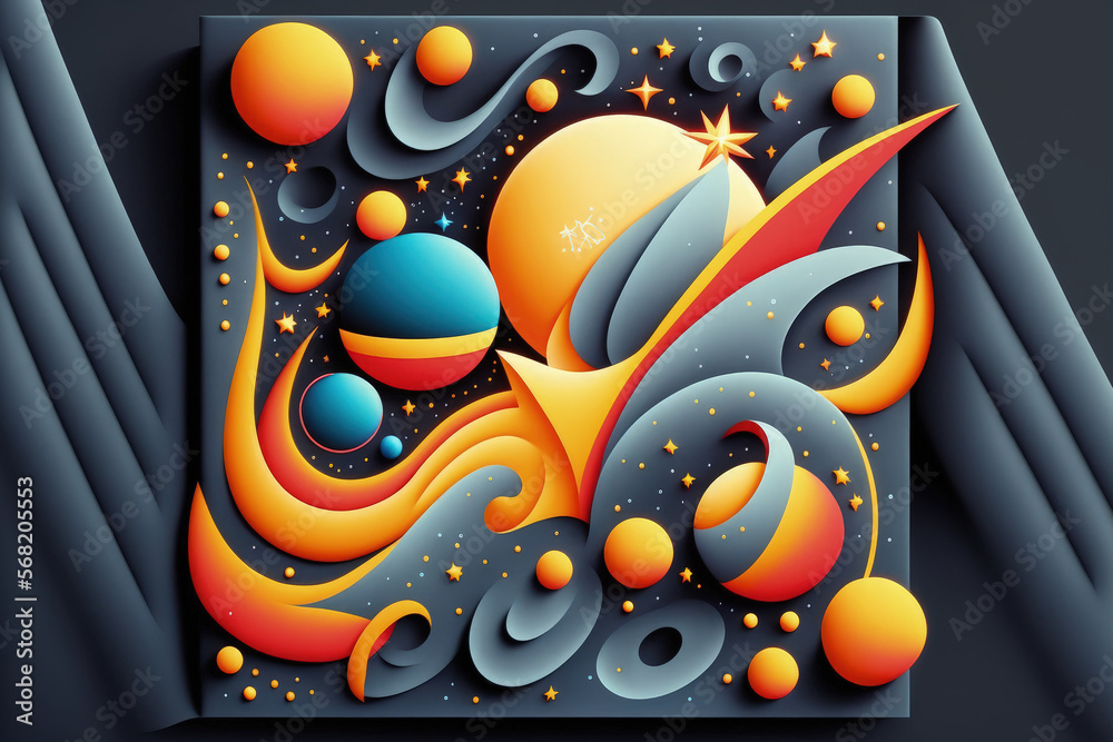 Wall mural deep space and stars abstract design. generative ai
