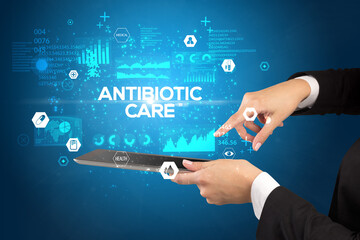 Close-up of a touchscreen with medical inscription