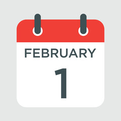 calendar - February 1 icon illustration isolated vector sign symbol
