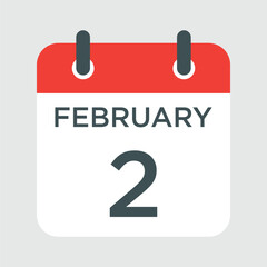 calendar - February 2 icon illustration isolated vector sign symbol