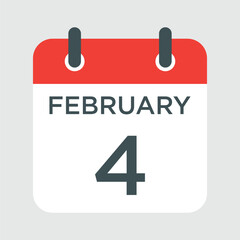 calendar - February 4 icon illustration isolated vector sign symbol