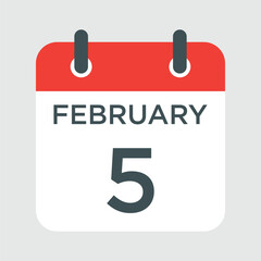 calendar - February 5 icon illustration isolated vector sign symbol