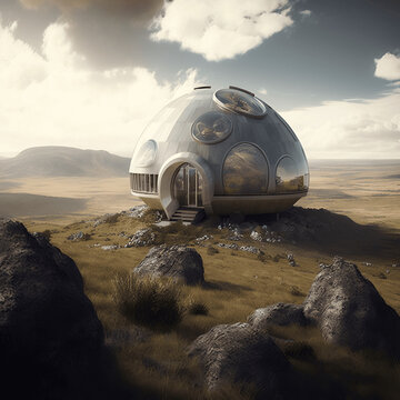 Futuristic Dome House In Rural Abandoned Area