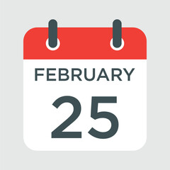 calendar - February 25 icon illustration isolated vector sign symbol