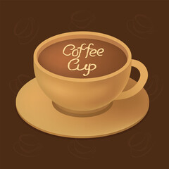 Coffee cup vector illustration lettering