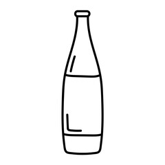 bottle, sketch doodle style vector glass bottle,