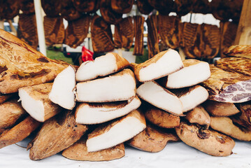 sausages, bacon, ham, salami, European food festival