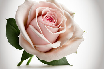isolated white background with a solitary pink rose. Generative AI