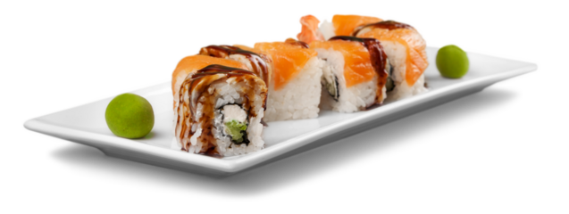 Maki-sushi on black plate