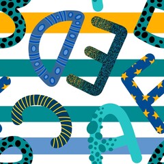 Cartoon alphabet seamless kids letter pattern for wrapping paper and fabrics and linens and festive packaging