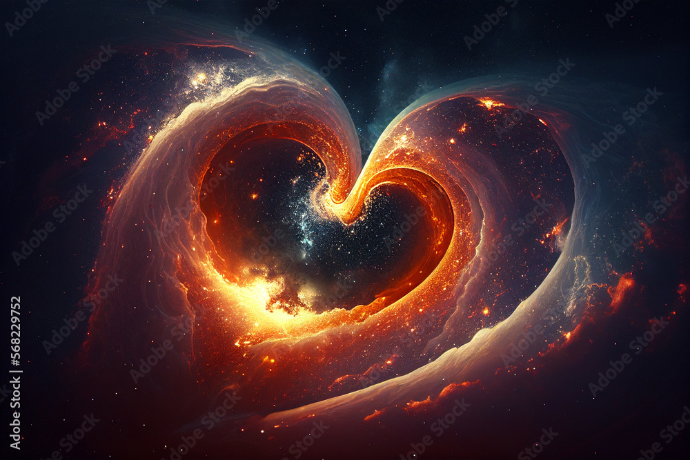Wall mural galaxy swirl space colorful galaxy shaped as a heart illustration generative ai