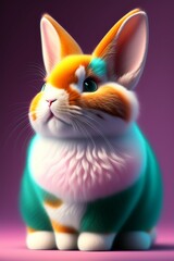 Adorable cute bunny rabbit character illustration, Generative AI