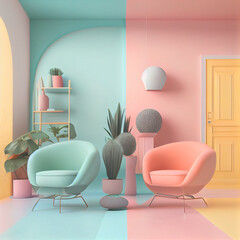 Modern home pastel colors interior project