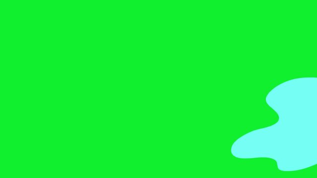 Cartoon blue liquid transition on a green screen. Cartoon wave transition with key colors. Chroma key
