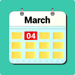 calendar vector drawing, date March 4 on the page