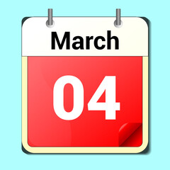 day on the calendar, vector image format, March 4
