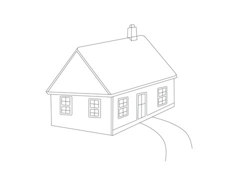 house vector line art illustration
