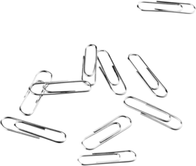 Scattered Silver Paper Clips - Isolated