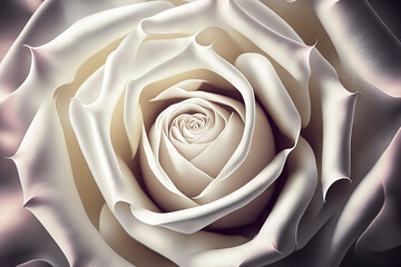 macro festive background with a white enormous air rose for a wedding invitation. Generative AI