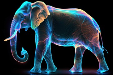 Elephant Multi Color Style 002 Generative AI