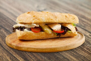 Tasty fresh sandwich dish with meat and vegetables