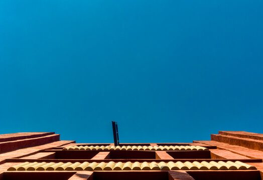 Nadir photography of building with view towards the sky