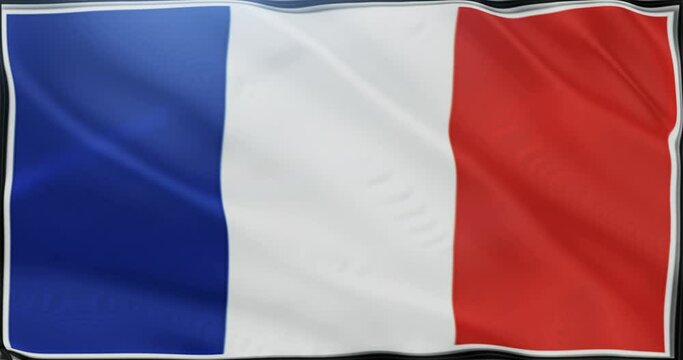 background animation of the france country flag fluttering